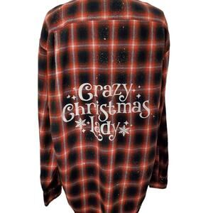 Funny Christmas Shirt - Crazy Christmas Lady Plus Size Holiday Flannel Shirt 2X
